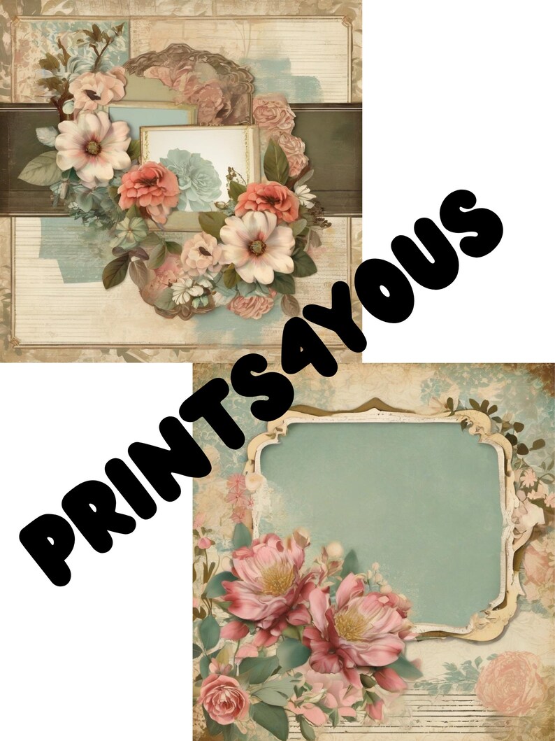 40 Vintage Floral Scrapbook Pages, Digital Download, Floral Scrapbooking, PDF Files Etsy
