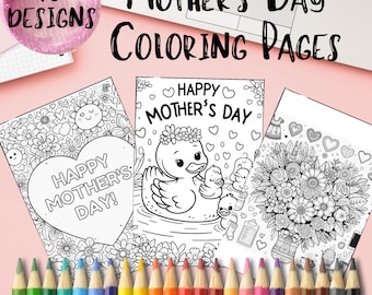 Mother's Day Kids Printable Coloring Pages - Collection of 10 Activity Pages