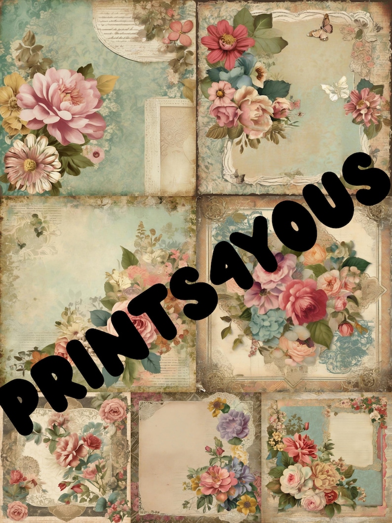 40 Vintage Floral Scrapbook Pages, Digital Download, Floral Scrapbooking, PDF Files Etsy