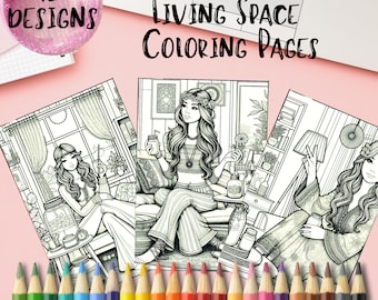 70s Girl Coloring Pages: Retro Aesthetic Printable Art (Digital Download)