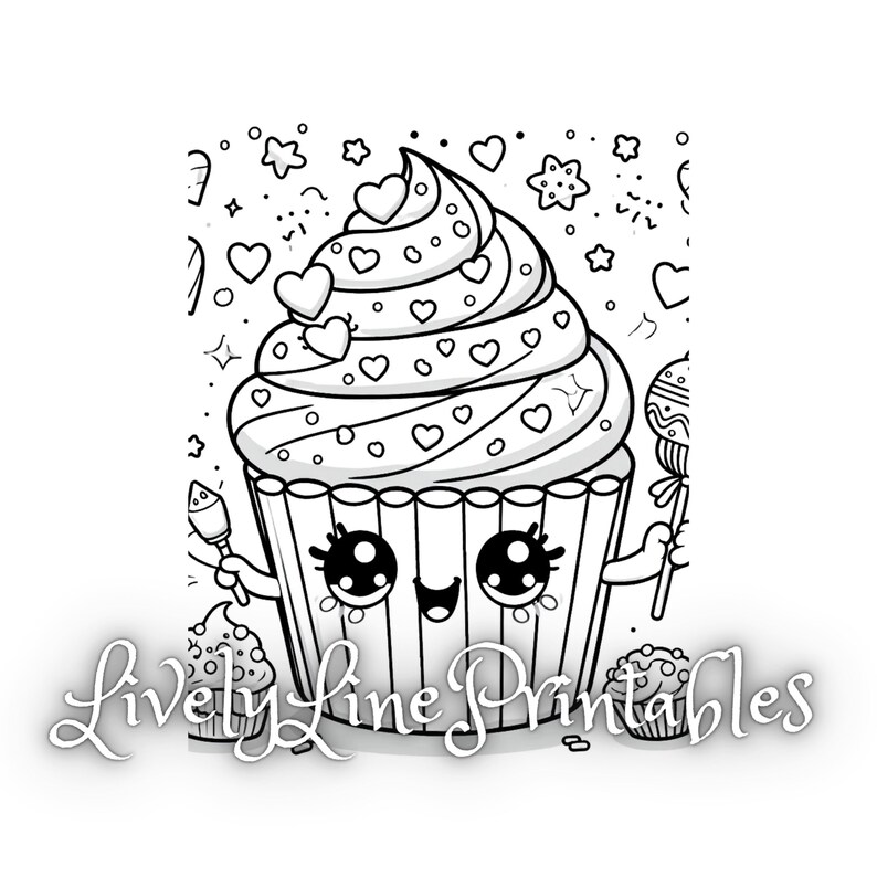Printable Cupcake Coloring Pages - 20 Cute Designs - High-quality PDF