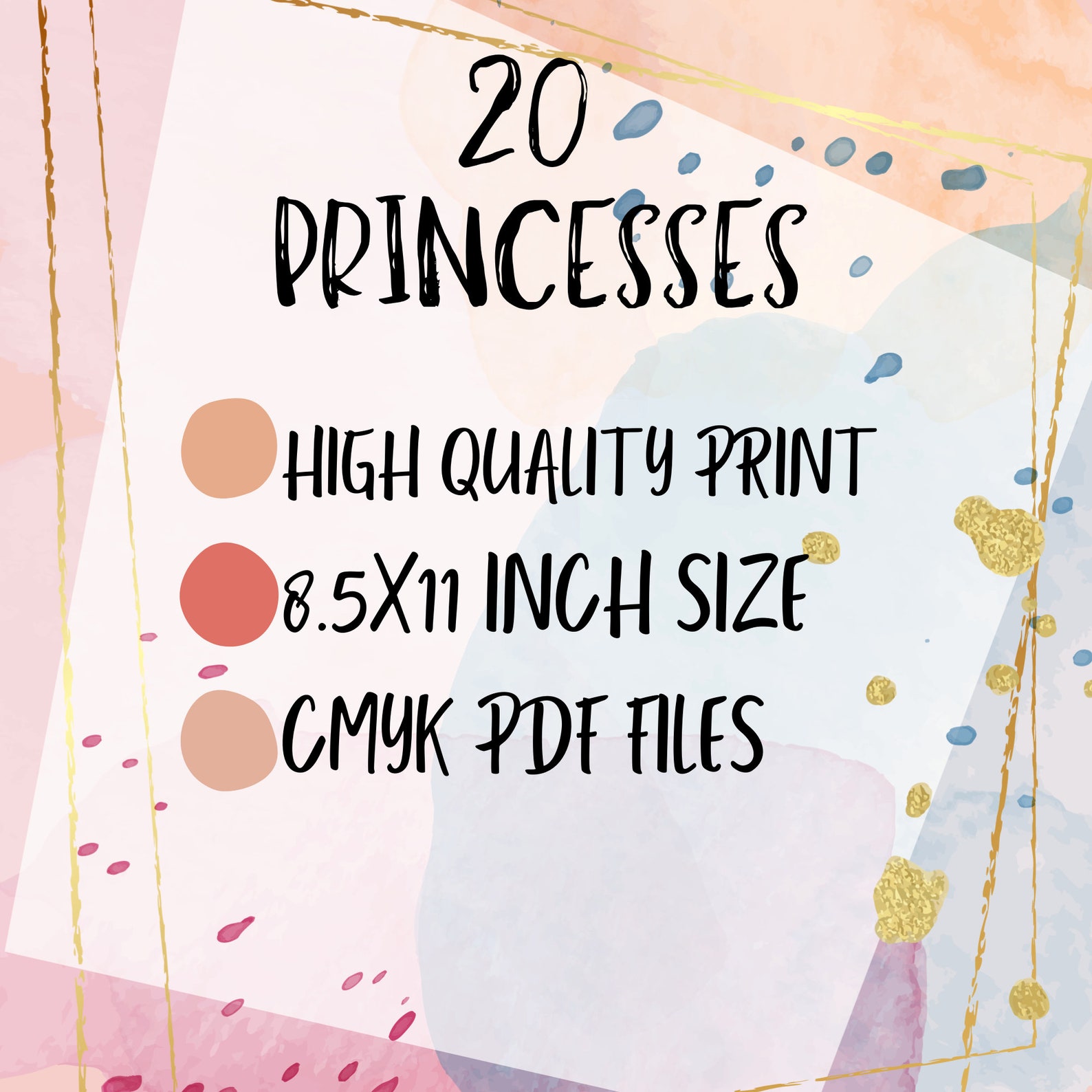 Enchanted Princesses: Printable Kids Coloring Pages Collection (20 ...