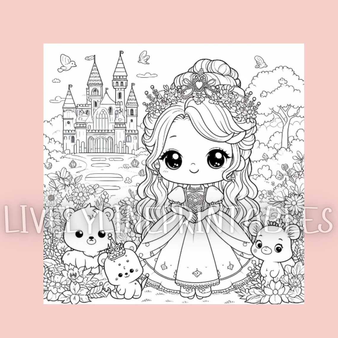 Enchanted Princesses: Printable Kids Coloring Pages Collection 20 ...