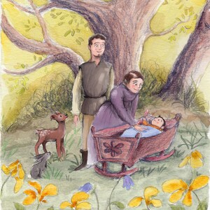 Cadeau pour bébés, cadeau naissance: Carte naissance félicitations forêt. Décoration murale.