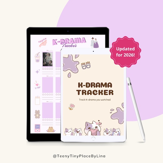 Kdrama Tracker Journal: Digital Planner for GoodNotes, iPad | Instant Download or Print PDF