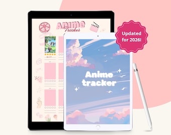 Anime Tracker Digitales Tagebuch: Kawaii iPad-Planer für Goodnotes | Sofortiger Download oder PDF zum Ausdrucken