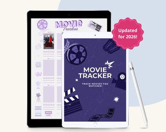Digital Movie Tracker - Film-Watchlist-Planer | GoodNotes, Notability | Sofortiger Download oder Druck-PDF