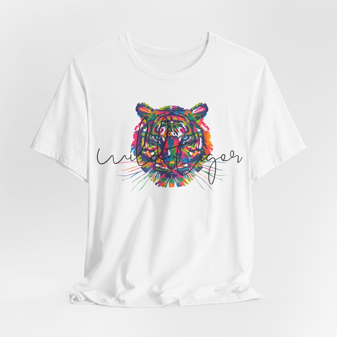 Retro Wild Tiger T-shirt: Multi-color, Colorful Tiger | Fierce Tiger ...