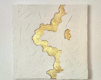 Bri (60x60cm) Resin Kunstwerk | Struktur Kunstwerk auf Leinwand, Blattgold Gemälde, Resin Kunst, Abstrakte Kunst | Chiacryl Art