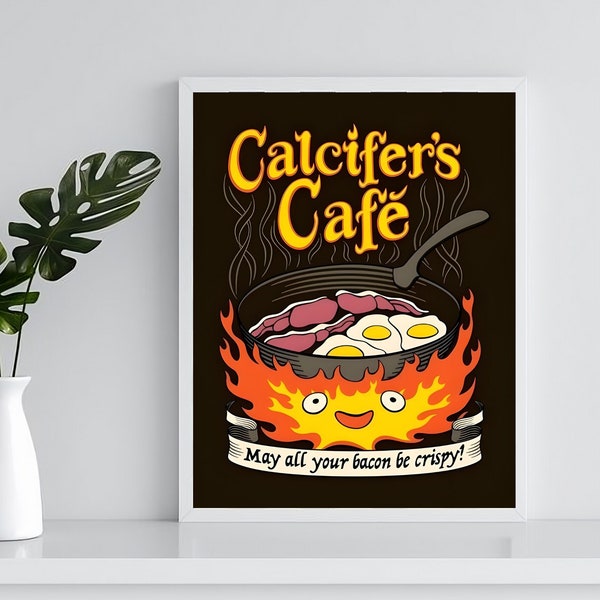 Calcifer Poster, Studio Ghibli Poster, Calcifer's Cafe Poster, Studio Ghibli Art, Howl's Moving Castle Poster, Calcifer Print, Digital Print