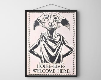 Wizarding Dobby Inspired Poster, Dobby Print, Elf Poster, Magic House Elf Print, Wizarding Dobby Poster, Dobby Wall Art, Digital Print