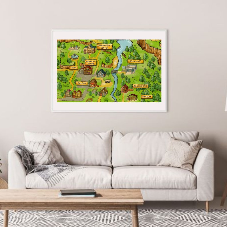 Stardew Valley Map Poster, Stardew Valley Poster, Stardew Valley Game