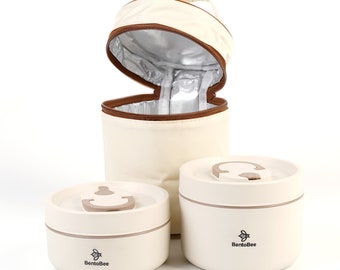 Bento Box Edelstahl Lunchbox | 500ml + 250ml | Metall Brotdose / Brotbox ~ BentoBee