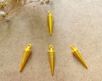 24k Shiny Gold Plated Spike Charm, Long Spike Pendant, Spike Cone Charm, Earring Pendant, Gold Plated Findings, Valentine’s Day Gift