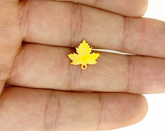 10 Pcs Brass Pine Leaf Earring Charm, Pine Leaf Charms, One Hole, Earrings, Leaf Connectors Pendant, Jewelry Making Supplies, Gift for Her,