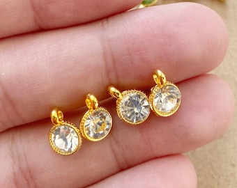 Gold Filled Cubic Zirconia Bezel Drop, Pendant Charms, Birthstone Drops, Bezel Pendant, White Bezel Diamond, Valentine’s Day Gift , Earring