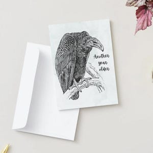 Carte d'anniversaire imprimable amusante | carte d'anniversaire de vautour | Vieillir avec grâce Humour | Carte numérique humour noir | Téléchargement instantané