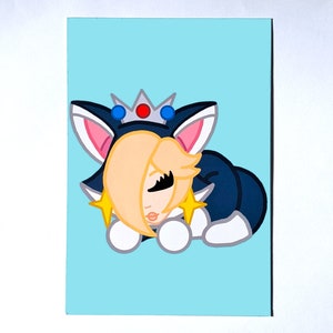 Blue Princess Kitty A5 Print