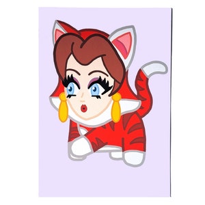 Red Princess Kitty A5 print