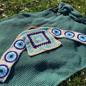 Crochet Evil Eye Granny Square Sweater Etsy