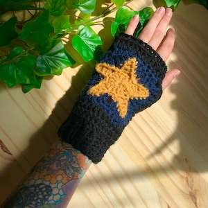 Star Fingerless Gloves, Celestial, 90s, Witchy, Goth, Whimsical Fashion