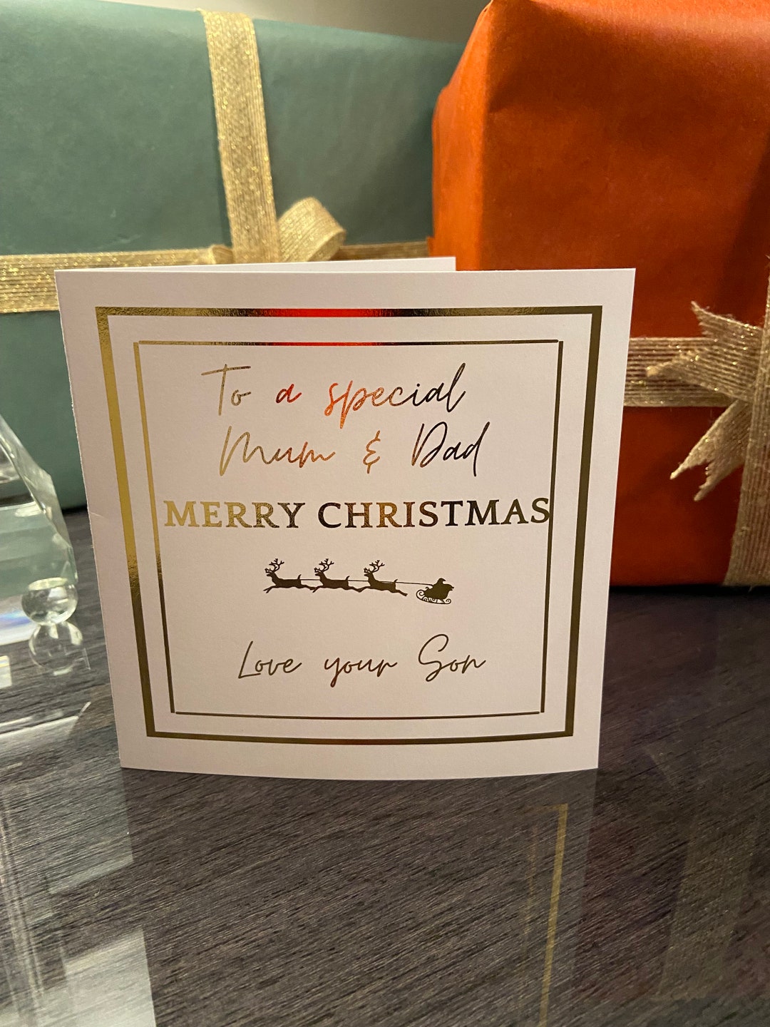 Mum & Dad Christmas Card Love Daughter With Gold Writing Pen - Etsy UK