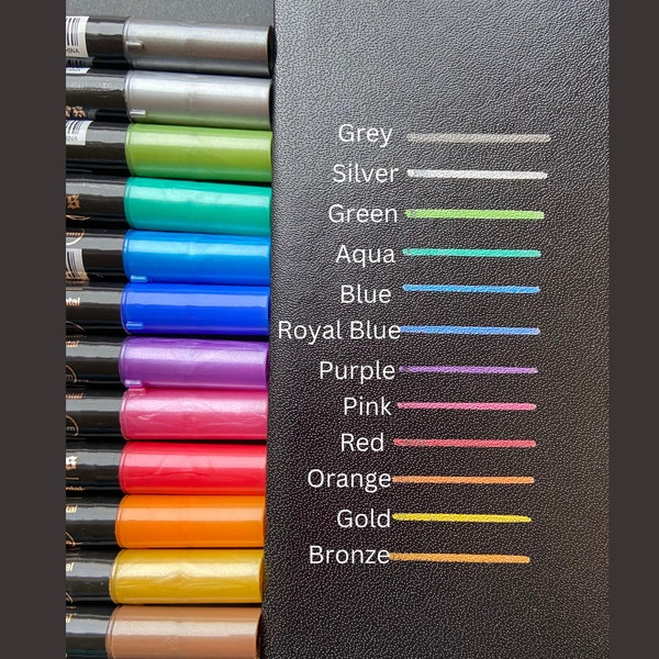 Metallic marker pens | Craft Supplies | Dual Tip Calligraphy Pens | Luxury card writing | Greeting card writing - Free UK P&P