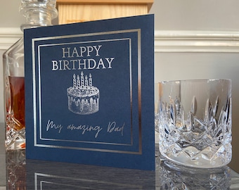 Happy Birthday Dad Card + Silver Metallic Pen | Luxury Foil Card