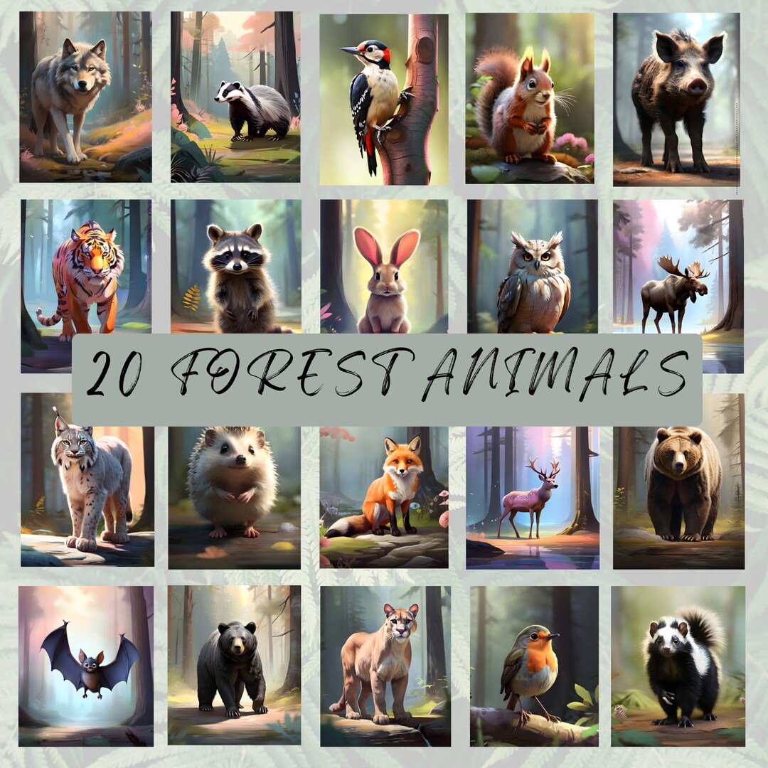 FOREST ANIMALS 20 Montessori 3-part Cards Flashcards - Etsy