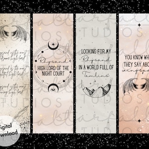 4pk ACOTAR Rhysand High Lord Digital Bookmark Bundle