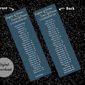 2pk EOS Empire of Storms, TOD Tower of Dawn Tandem Read Digital Bookmark Guide Orange & Blue