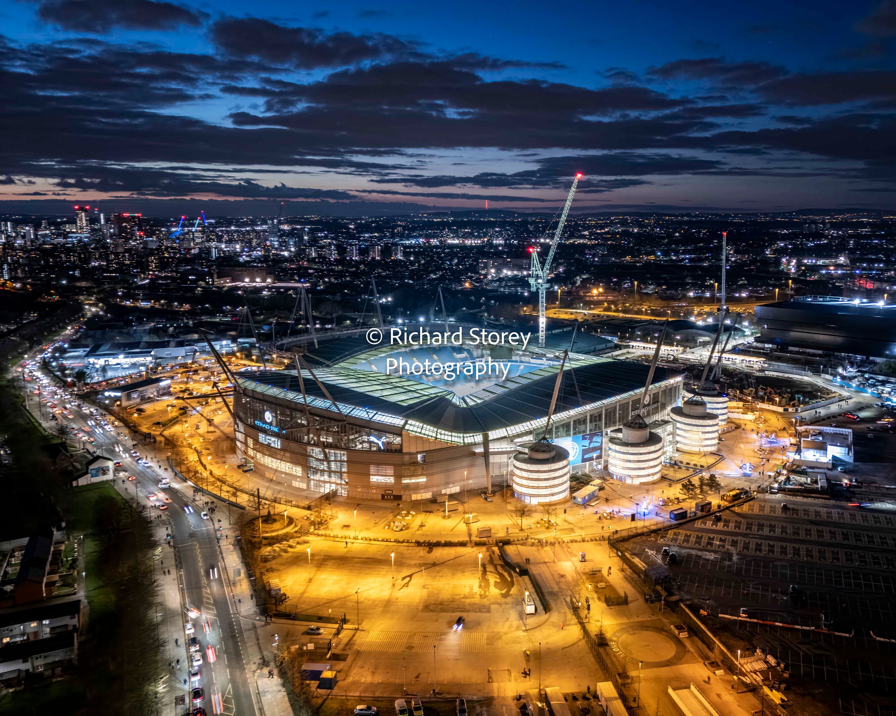 Manchester City Etihad Stadium at Night- Physical Print - Choose from 3  perspectives., image size:3000x2400