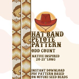 Könnte beinhalten: Ein digitaler Download-Muster für ein Peyote-Stich-Hutband. Das Muster ist von indianischen Designs inspiriert und ist 50-53 cm lang. Das Muster ist für eine ungerade Anzahl von Perlen und basiert auf Miyuki-Samenperlen.