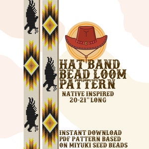 Wild Eagle hat band pattern - Hat Band Native Bead Loom Pattern - PDF instant download - based on Miyuki Seed Beads 11/0