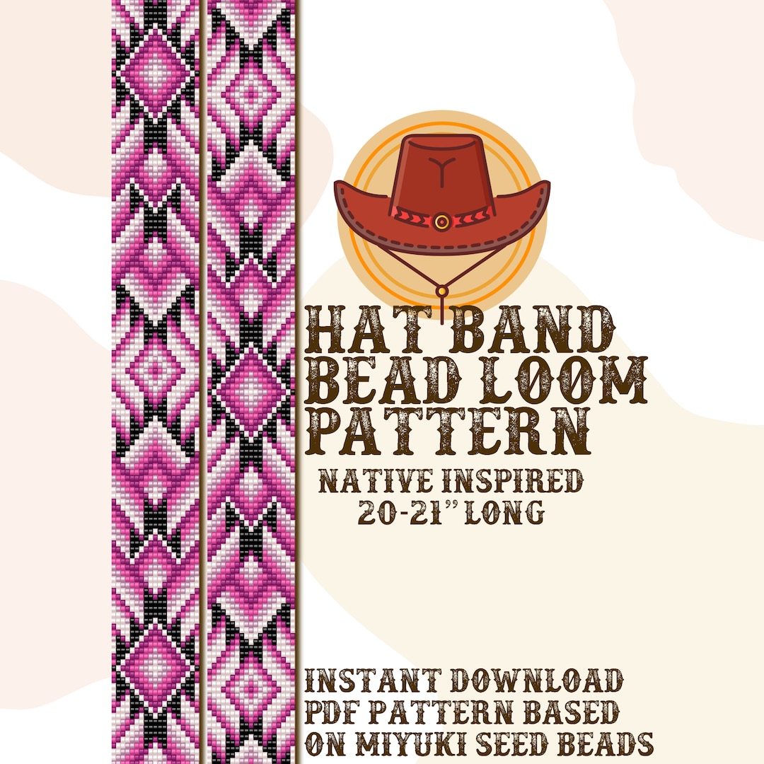 Pink Sparkle Hat Band Pattern - Hat Band Native Bead Loom Pattern - PDF ...