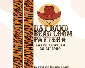 Tiger print Hutband Muster - Hutband Indianer Perlen Webstuhl Muster - PDF Sofort Download - basierend auf Miyuki Rocailles 11/0
