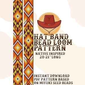 Hot Pepper hat band pattern - Hat Band Native Bead Loom Pattern - PDF instant download - based on Miyuki Seed Beads 11/0