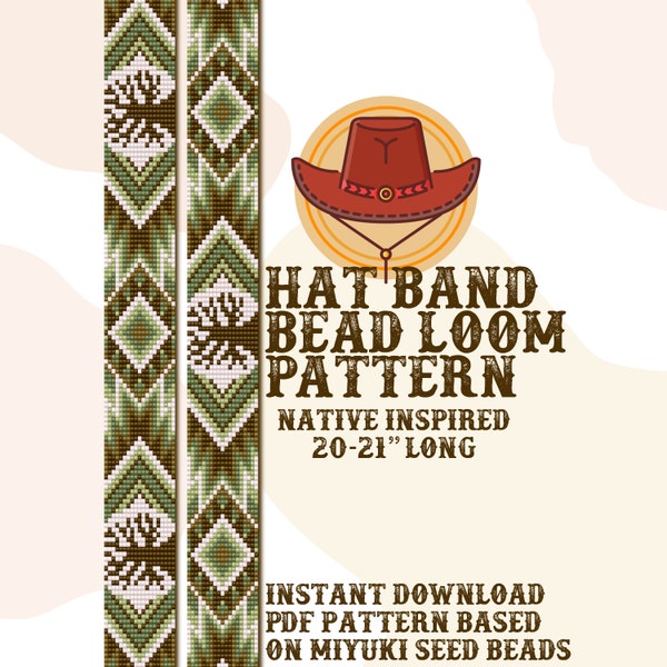 Earth - Tree of Life hat band pattern - Hat Band Native Bead Loom Pattern - PDF instant download - based on Miyuki Seed Beads 11/0