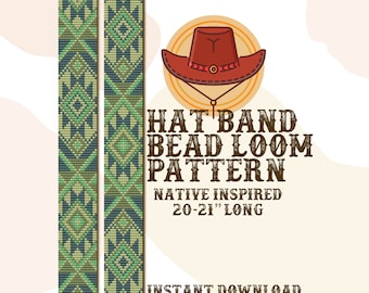 Fresh Grass Hutband Muster - Hutband Indianer Perlen Loom Muster - PDF Sofort Download - basierend auf Miyuki Rocailles 11/0
