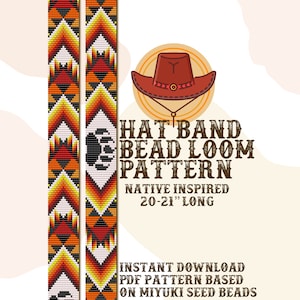 Bear Paw Fire hat band pattern - Hat Band Native Bead Loom Pattern - PDF instant download - based on Miyuki Seed Beads 11/0