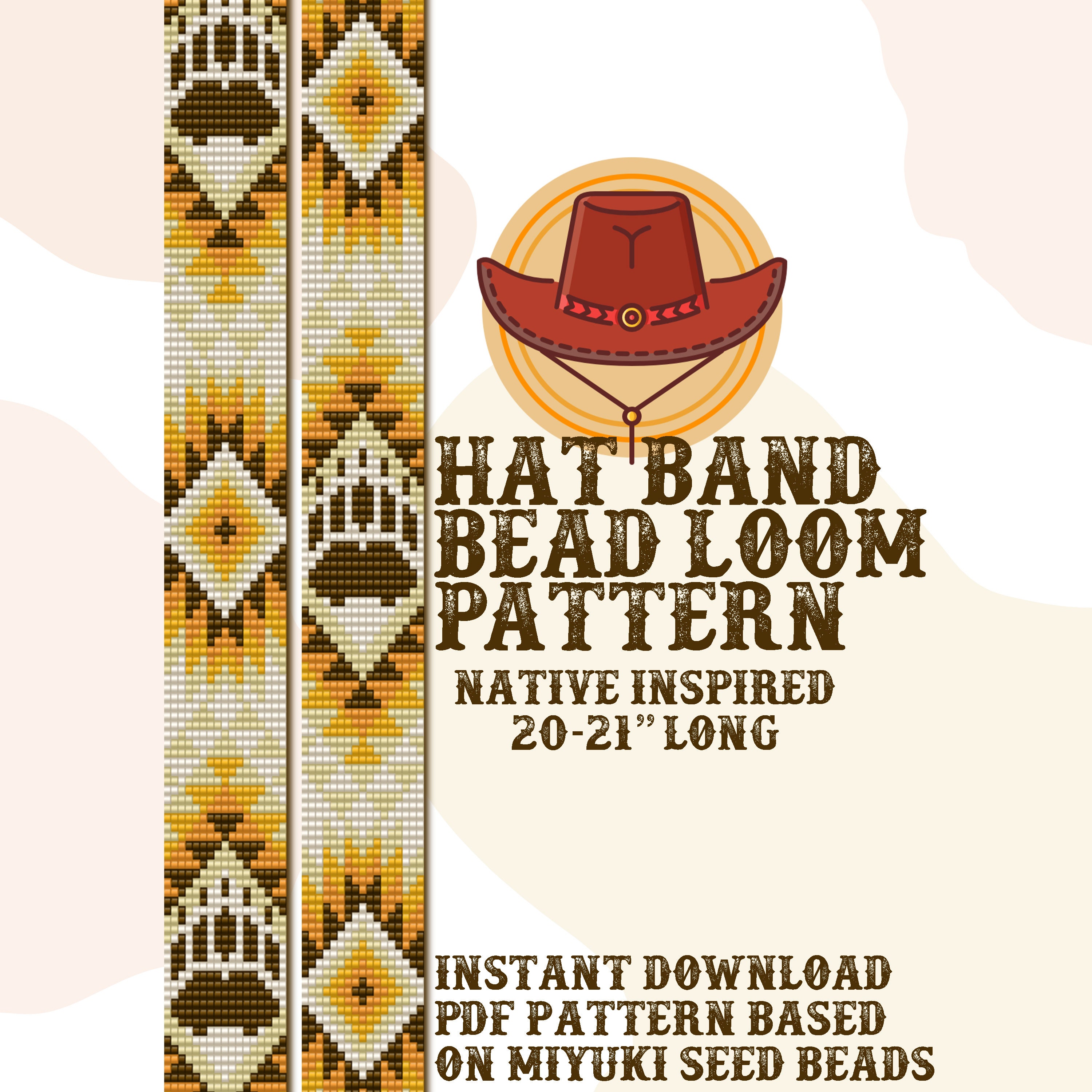 Bear Paw Sunny Hat Band Pattern - Hat Band Native Bead Loom Pattern ...