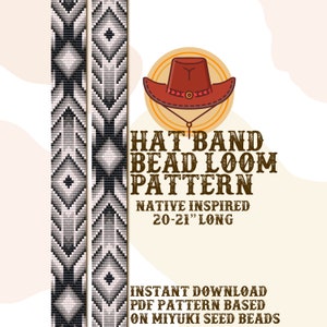 Shiny Steel hat band pattern - Hat Band Native Bead Loom Pattern - PDF instant download - based on Miyuki Seed Beads 11/0