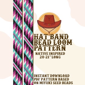 Song of the Wind hat band pattern - Hat Band Native Bead Loom Pattern - PDF instant download - based on Miyuki Seed Beads 11/0