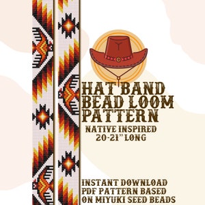 May include: A digital pattern for a Native American inspired beaded hat band. The pattern is 20-21 inches long and is based on Miyuki seed beads. The pattern is available as an instant download.