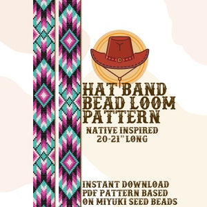 Miracle hat band pattern - Hat Band Native Bead Loom Pattern - PDF instant download -  based on Miyuki Delica Seed Beads 11/0