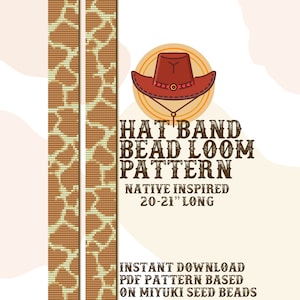 May include: A bead loom pattern for a hat band, inspired by Native American designs. The pattern is 20-21 inches long and is based on Miyuki seed beads. The pattern is available as an instant download.