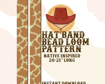 Giraffendruck Hutband Muster - Hutband Native Bead Loom Muster - PDF Sofort Download - basierend auf Miyuki Rocailles 11/0