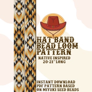 Calm Oaks hat band pattern - Hat Band Native Bead Loom Pattern - PDF instant download - based on Miyuki Seed Beads 11/0