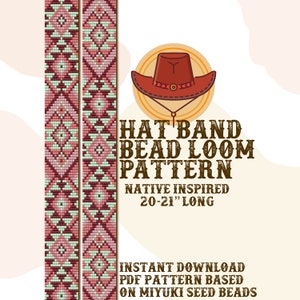 Patrón de banda para sombrero Spring Awaken - Patrón de telar de cuentas nativas para banda para sombrero - Descarga instantánea en PDF - Basado en cuentas de semillas Miyuki Delica 11/0