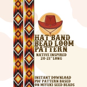 Patrón de banda de sombrero Sun Will Allways Shine - Patrón de telar de cuentas nativas de banda de sombrero - Descarga instantánea en PDF - basado en Miyuki Seed Beads 11/0